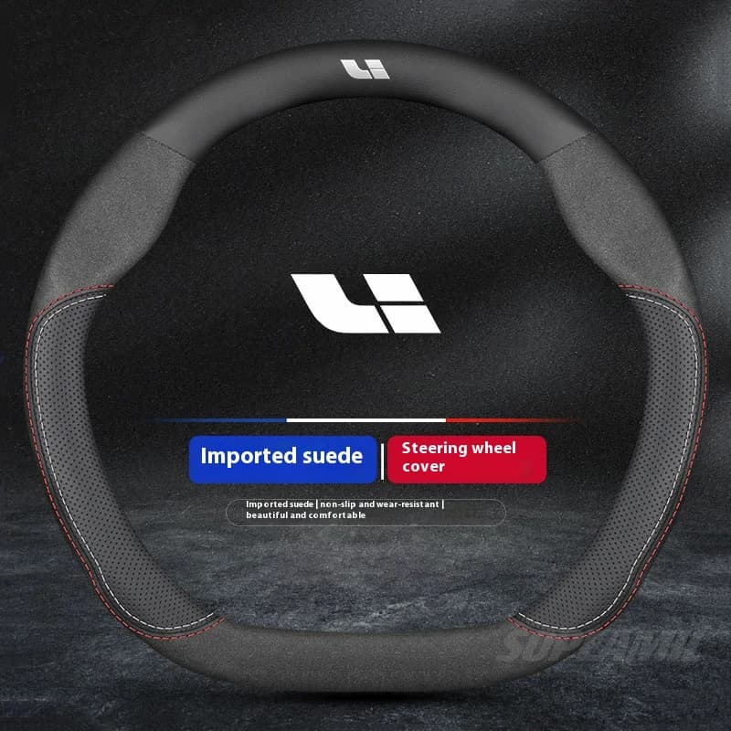 For LEADING IDEAL Li Auto One L6 L7 L8 L9 MEGA Suede Microfiber Leather Car Steering Wheel Cover Auto Accessories