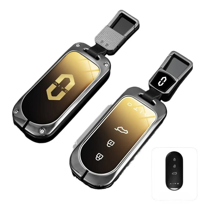 Premium Zinc Alloy Key Cover Case for AITO M9 / M7 / M5 / M8 (2024) - Protective Key Fob Shell Key Bag Chain