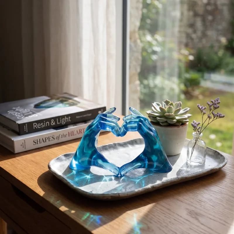 Creative Transparent Resin Heart Gesture Ornament Multi Color Love Gesture Heart Shaped Statue Home Decoration Sculpture Gift