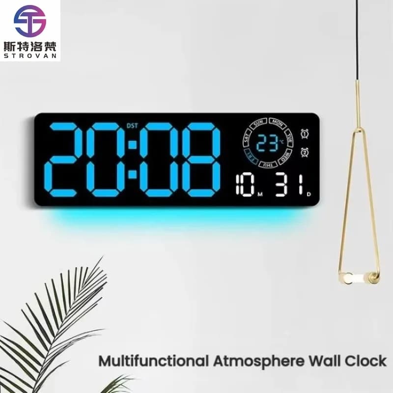 Night Glow Living Room Wall Clock Simple LED Digital Clock