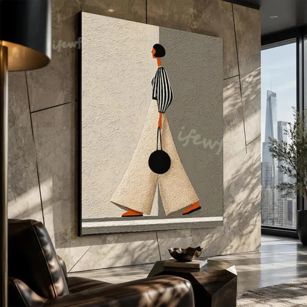 100% Handmade Abstract Oil Painting Fashion Girls Figure Canvas Mural Wall Art Picture for Home Living Room Decor Image Artwork