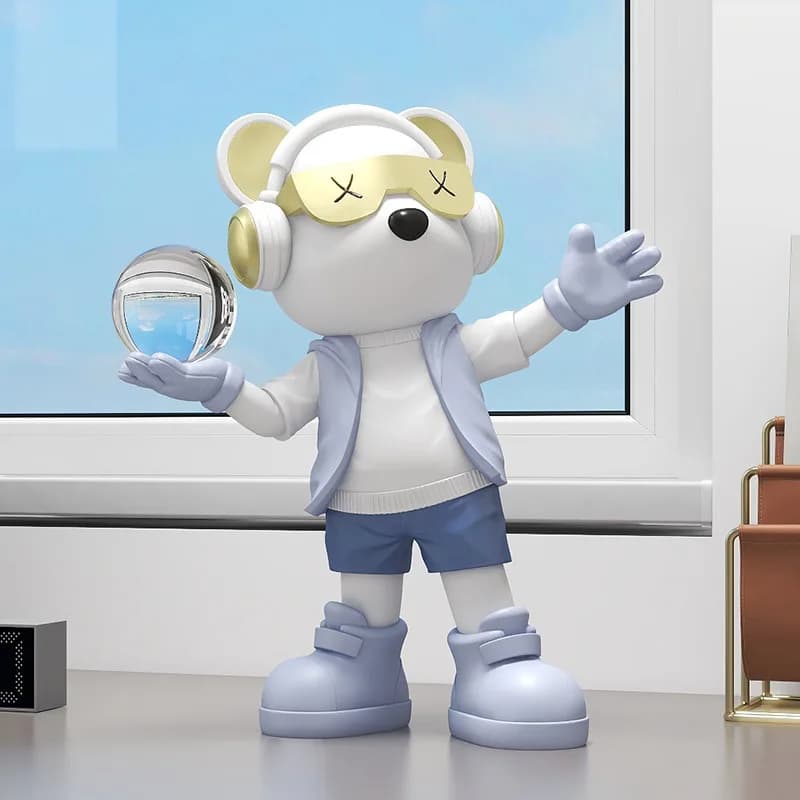 Creative Resin Astronaut Image Light Luxury Listening to Music Cool Bear Astronaut Decoration Image Desktop Home Decoration