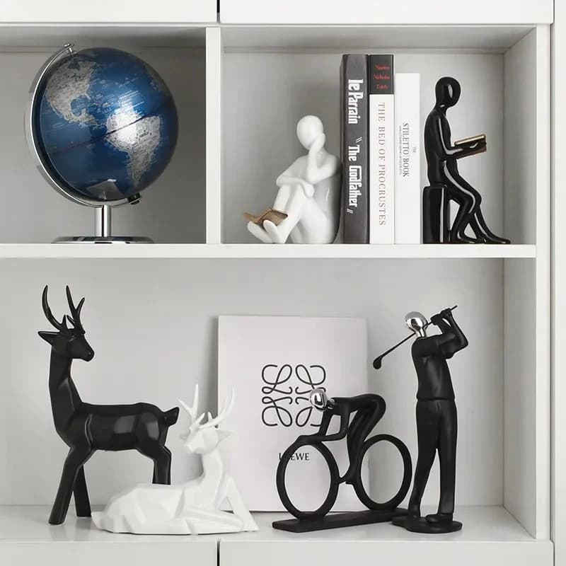 Reader Shape Crafts Statue Ceramic Bookends Library Bookshelf Crafts Ornaments Minimalism Character Sculpture Creative Bookends