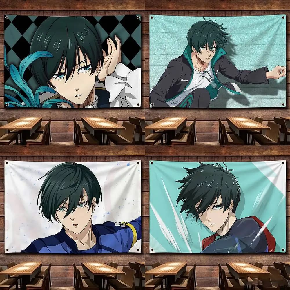Rin Itoshi BLUE LO-CK   Flags Wall Hanging Tapestry Outdoor Garage Room Decorative flag Background Blanket