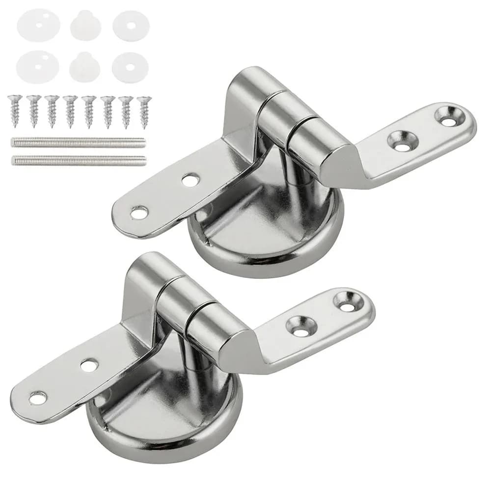 Toilet Seat Hinges Pair of Chrome Replacement Set Fittings Universal Mountings
