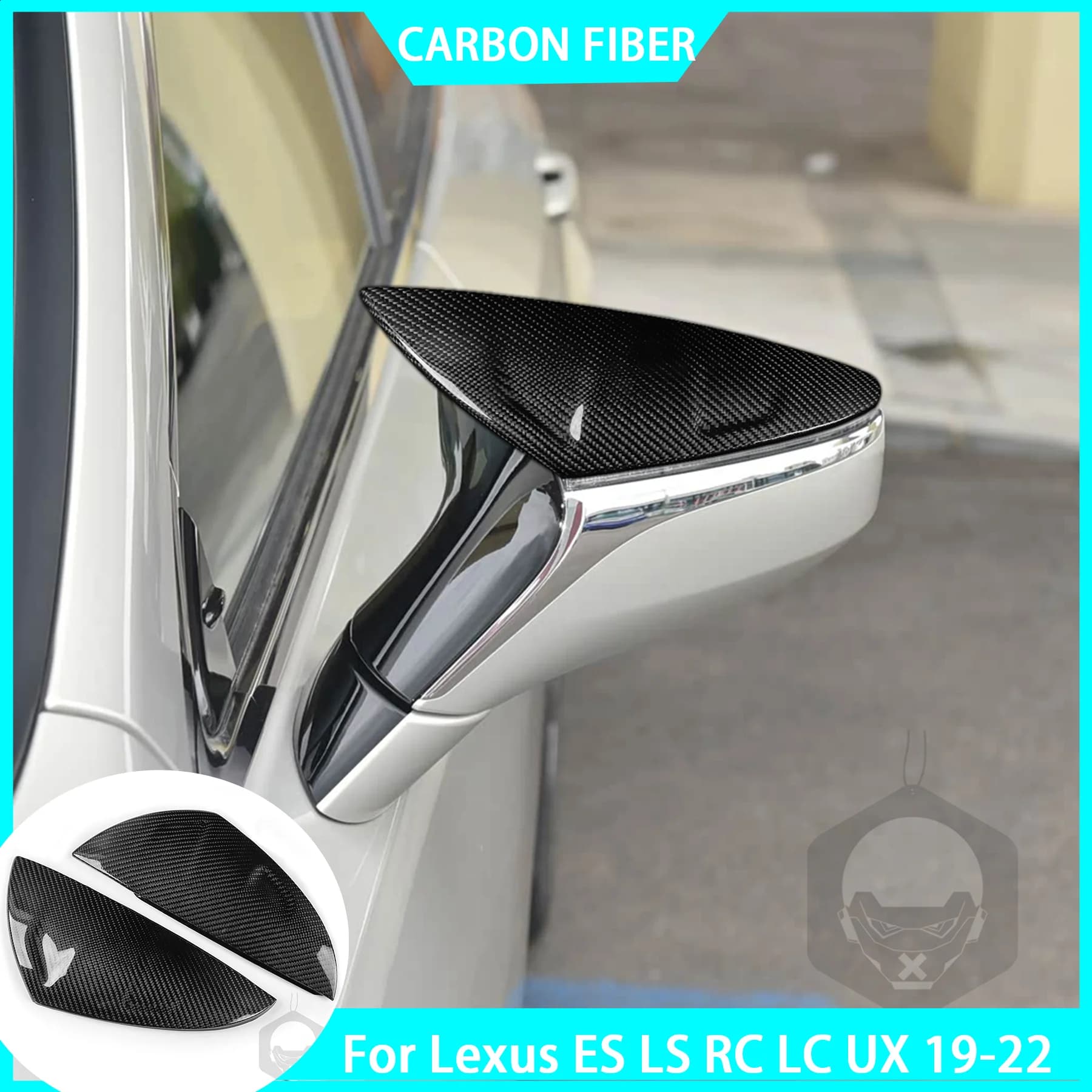 Real Carbon Fiber Car Horn Rearview Mirror Accessories Replacement Cover Modification For Lexus ES LS RC LC UX 2019-2022