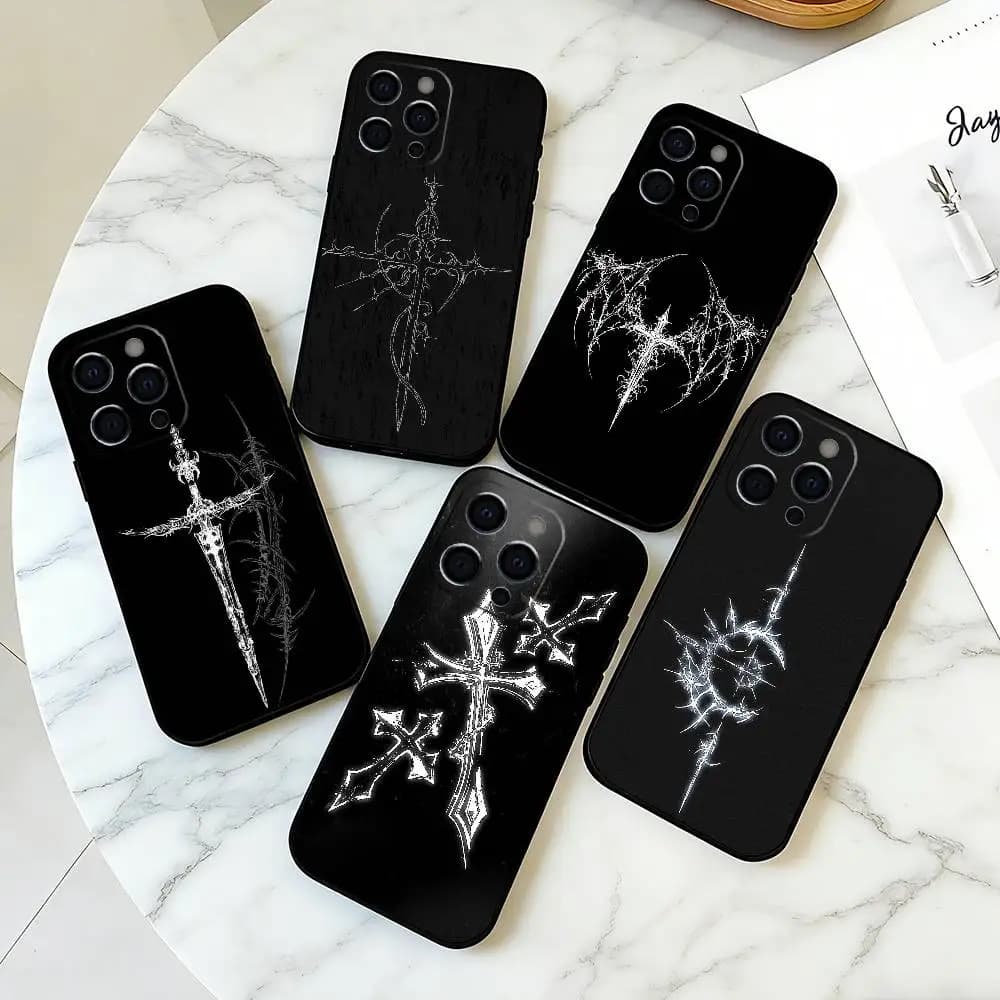Cyber Sigil Cross  Phone Case Silicone Soft For IPhone 17 16 15 14 13 12 11 X XR Plus Pro Max Plus