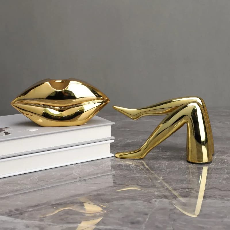 Facial/Lip/Leg Statues Gold Plated Artwork Decorations Desktop Resin Statues Human Body Sculptures Home Decor Accessories Modern