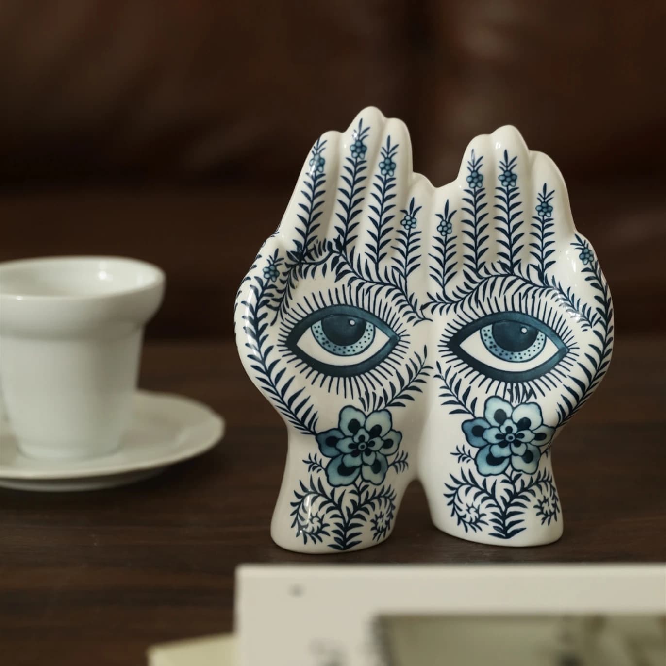 Fatima Lucky Hand Energy Good Luck Double Sided Three-dimensional Palm Ceramic Decoration Decorative Figurines