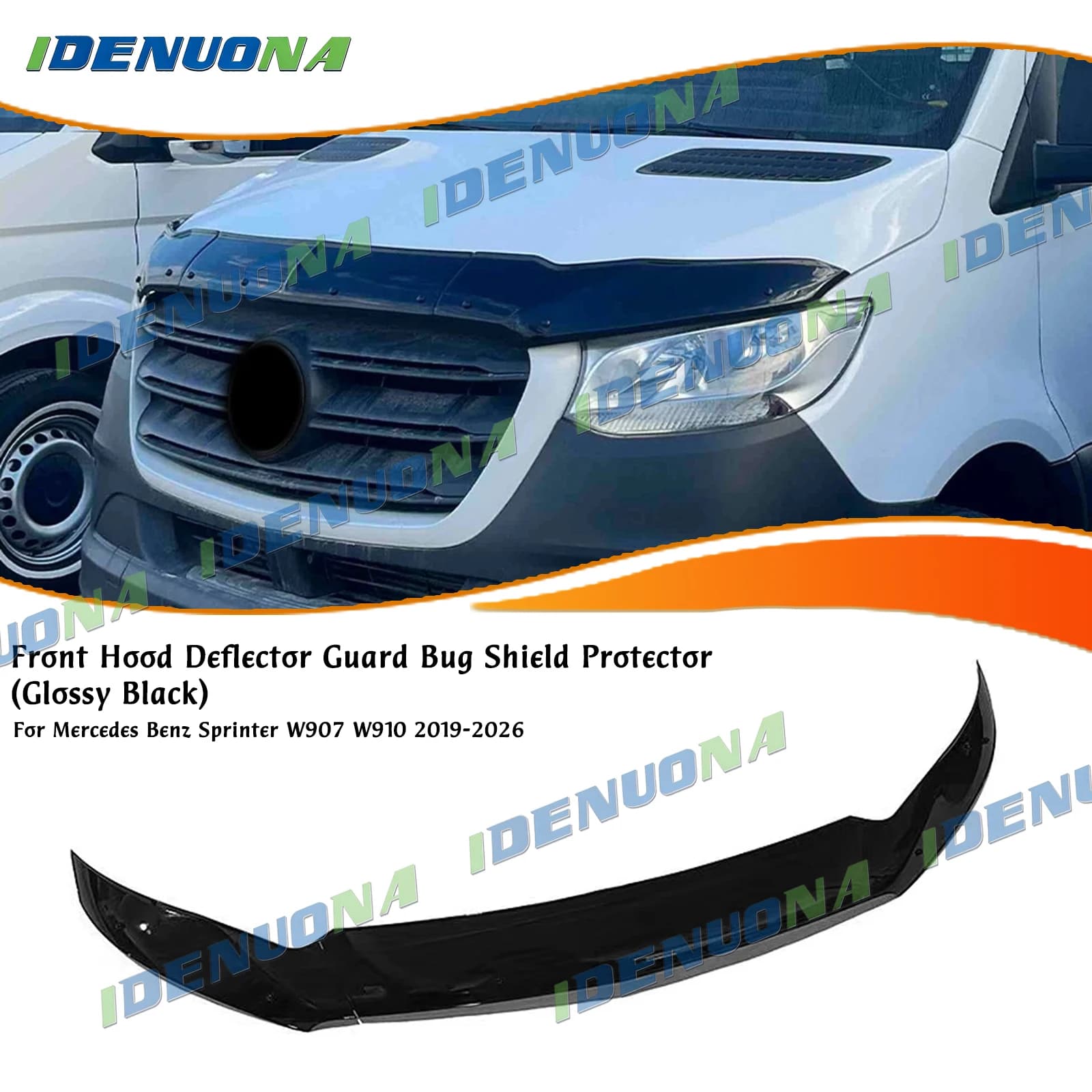 Front Engine Hood Deflector Guard Bug Shield Protector Upper Bumper Trim Cover For Mercedes Benz Sprinter W907 W910 2019-2026