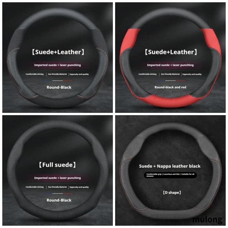 For Maserati Levante Ghibli Quattroporte Mc20 Coupe Spyder Grecale GranTurismo Leather Suede Anti-slip Car Steering Wheel Cover