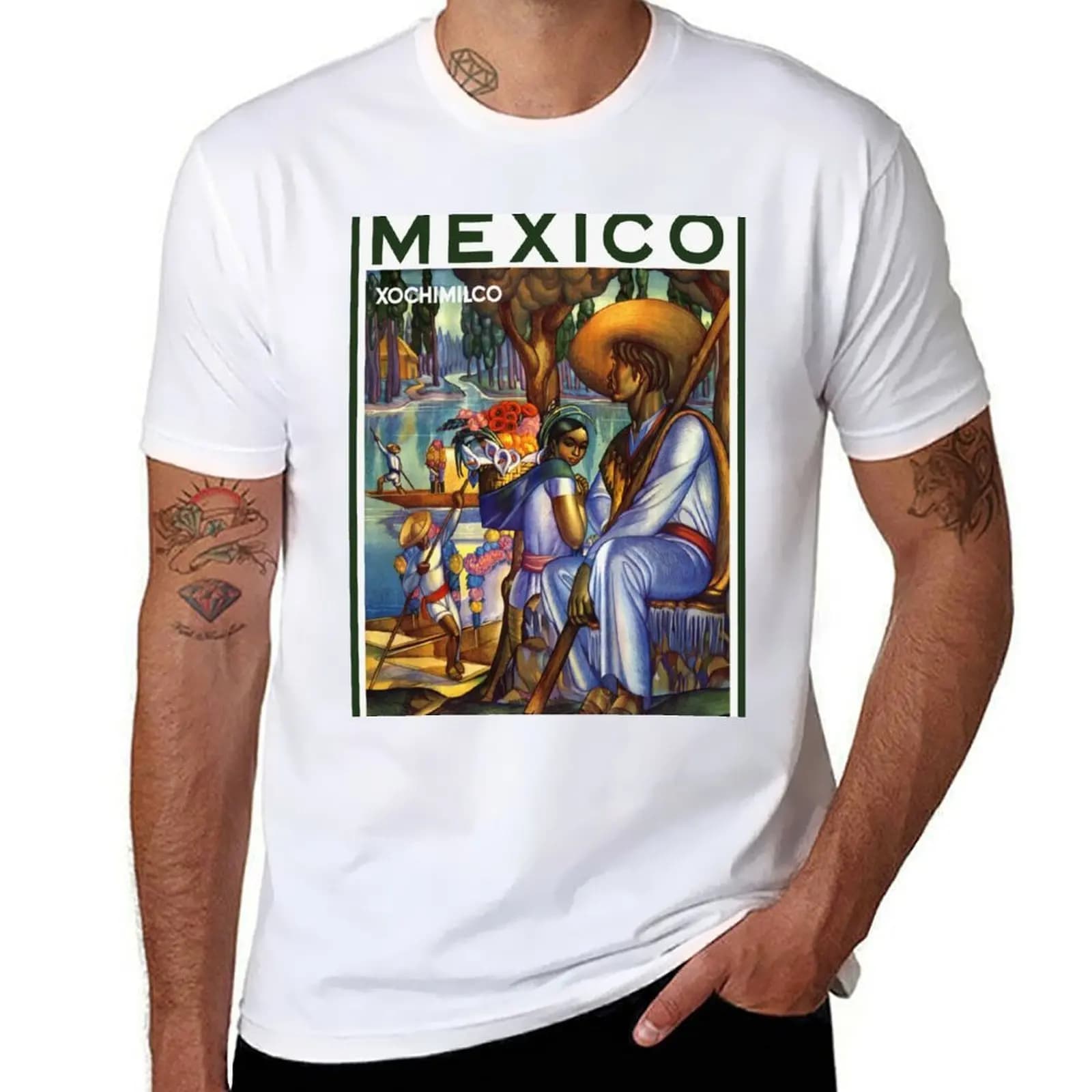 Vintage Xochimilco Mexico Travel Ad T-Shirt man t shirt summer t shirt man designer T-Shirt