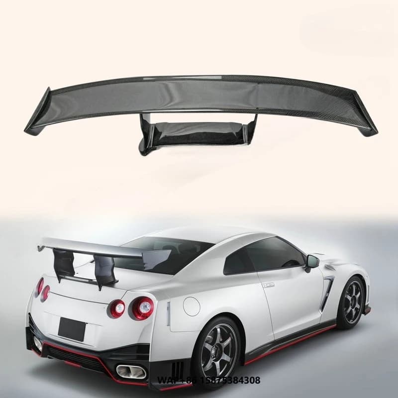High Quality Carbon Fiber GTR R35 Rear Spoiler with Lights for Nissan N-ATTK Style Includes Replacement Installation