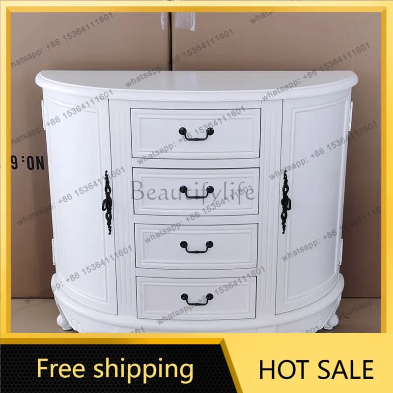 XX. Simple modern white semi-circular entryway cabinet, living room, bedroom wall-side cabinet