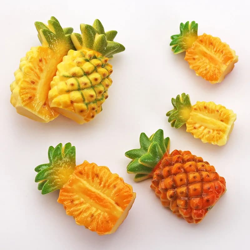 3pcs Mini Half Cut Pineapple Fake Food Fruit Pineapple Dollhouse Miniature Accessories Craft Decor Table Ornament Scene Props