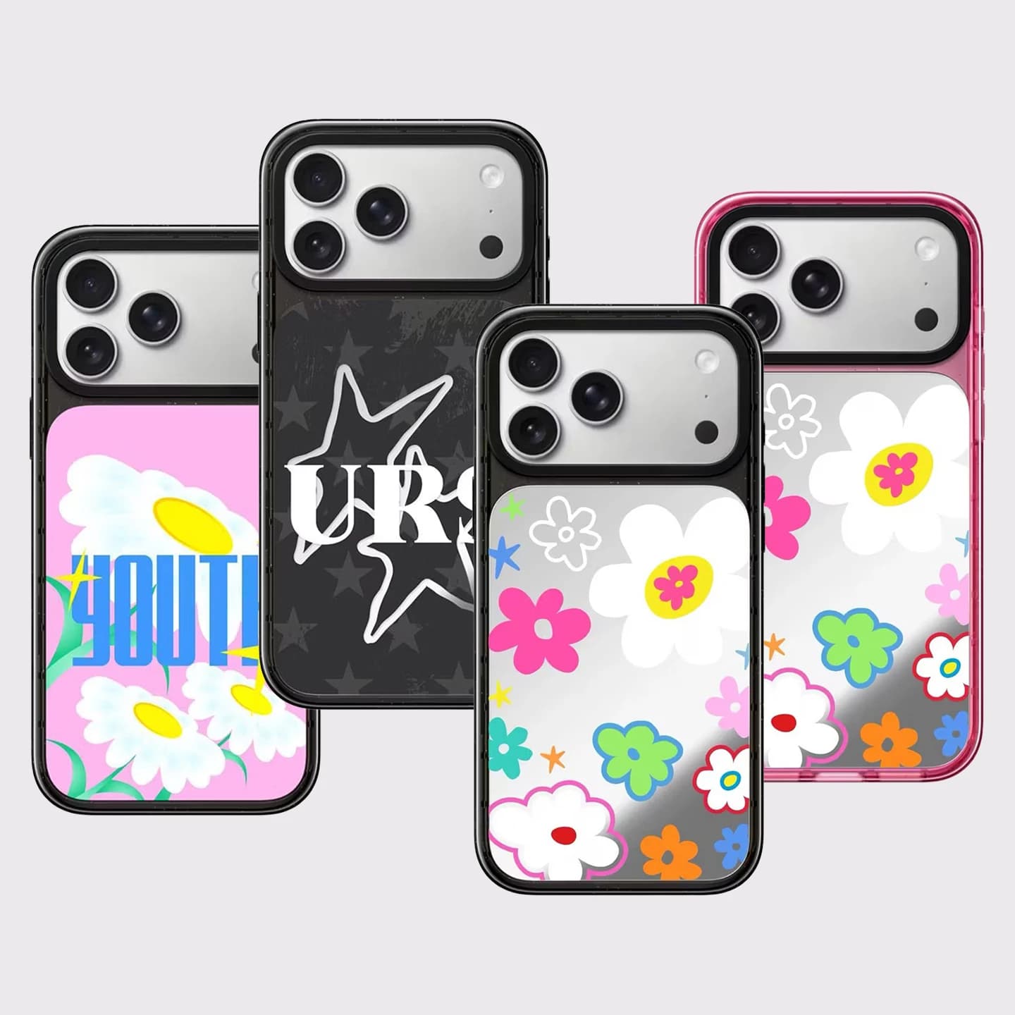 Star Heart Glaze / Mirror Pink / Black Border Magnetic Impact Cover for IPhone 17 18 Pro Max Case for IPhone 17Pro