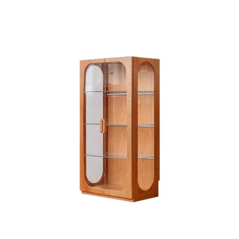 Interesting display cabinet, living room sofa side cabinet, cherry wood locker, dust-proof glass cabinet with lamp