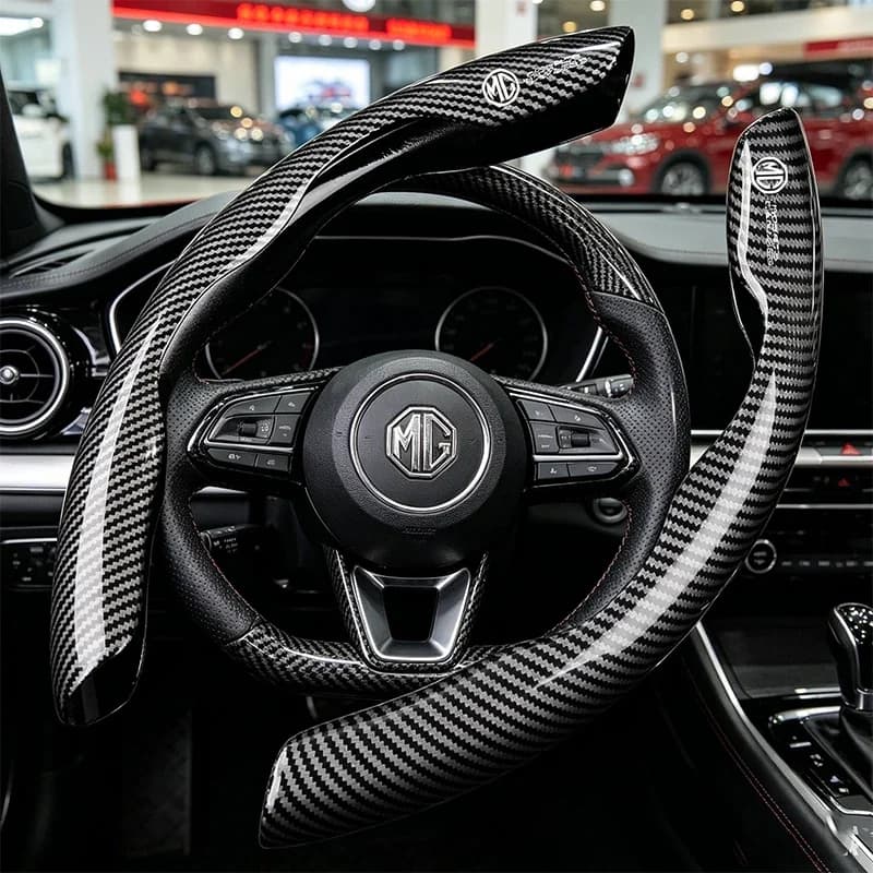 Anti-Slip Steering Wheel Guard Carbon Fiber Pattern ABS Frame Fits MG4 EV MG5 MG6 MG7 ZS Cyberster