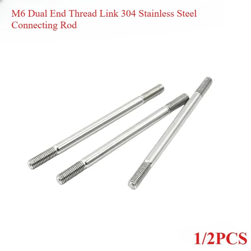 1pc M6 Connecting Rod Dual End 50mm Thread Link Rod 304 Stainless Steel Material for RC Boat Cars