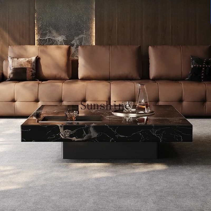 Living room household light luxury high-end marble square coffee table