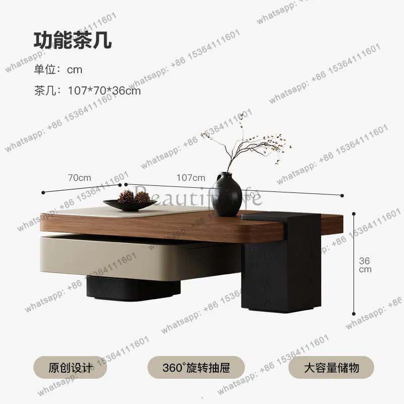 YJ Modern Aesthetic Coffee Table Decoration Luxury Nordic Storage Coffee Table Drawers Minimalist Mesa Auxiliar Home Furniture