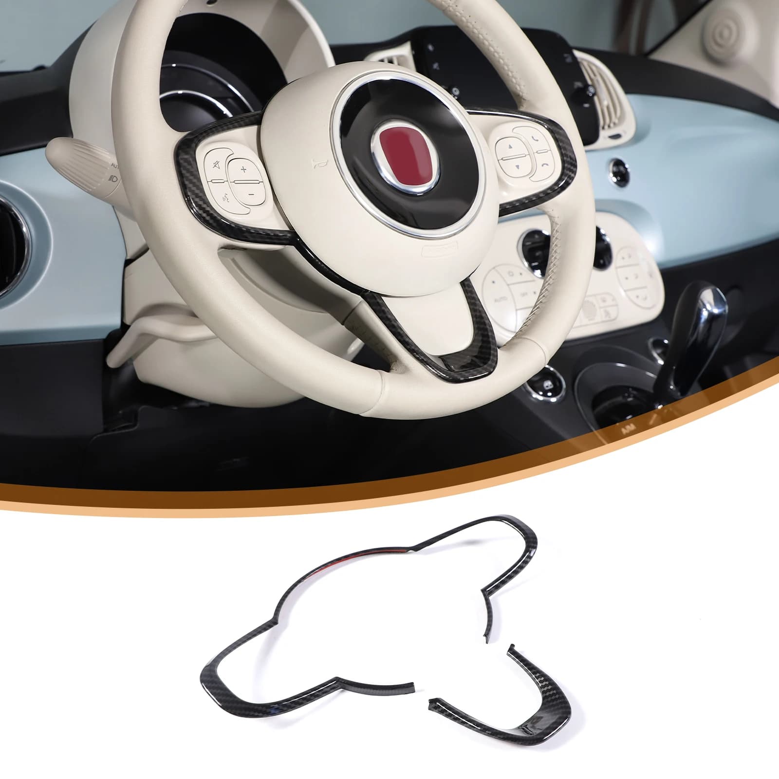 Steering Wheel Panel Trim Sticker Steering Wheel Button Frame Decorative Car Interior Accessories For Fiat 500 312 2016-2026