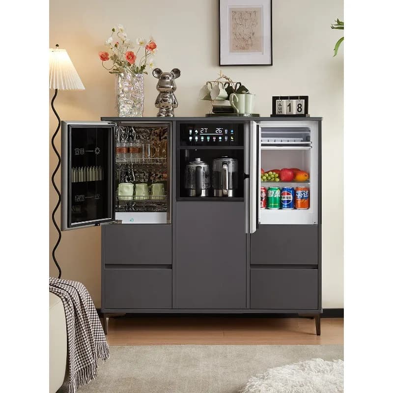 Solid wood smart refrigerator integrated cabinet 2026 new home light luxury minimalist office high-end cabinet