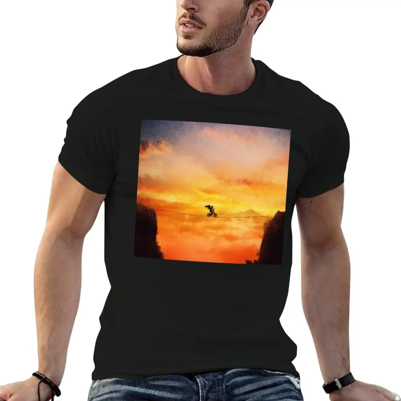 biker slacklining T-Shirt basketball graphic tees plus size clothes mens tall t shirts