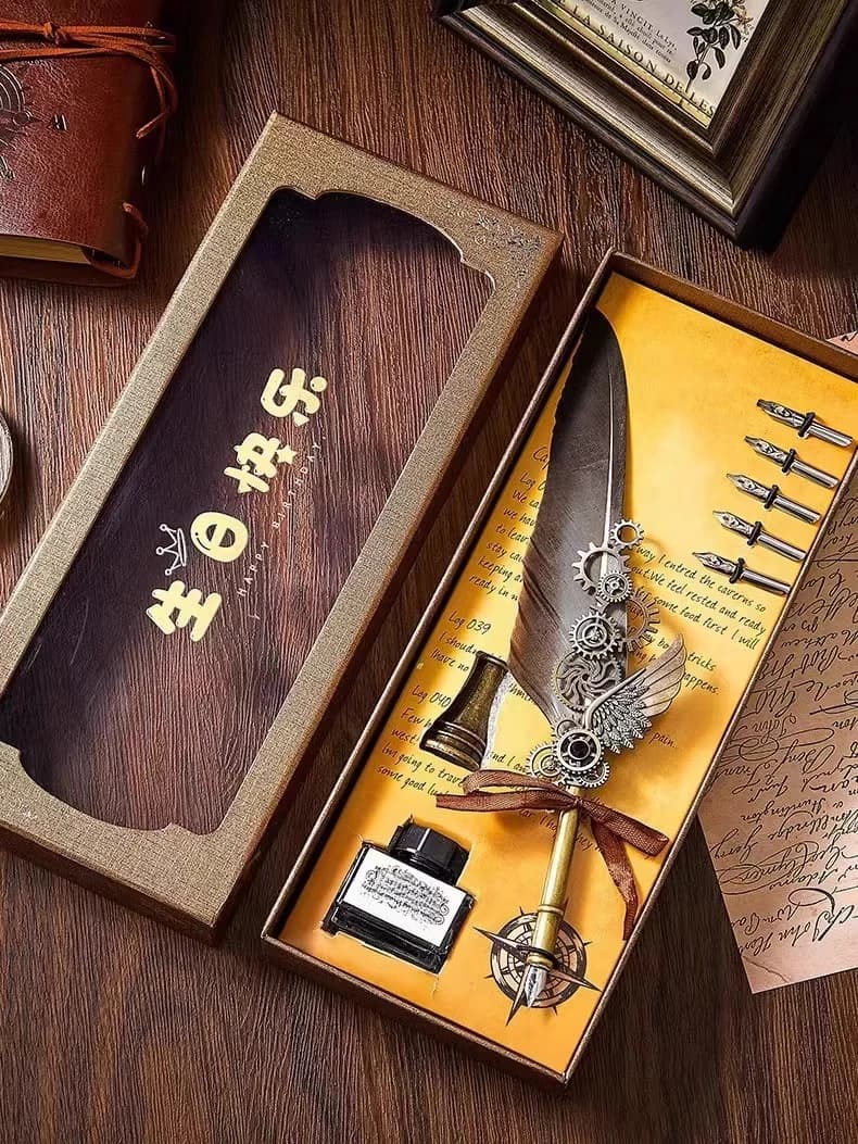Birthday gift niche high-end feeling giving feather pen high value practical meaningful creative New Year's gift