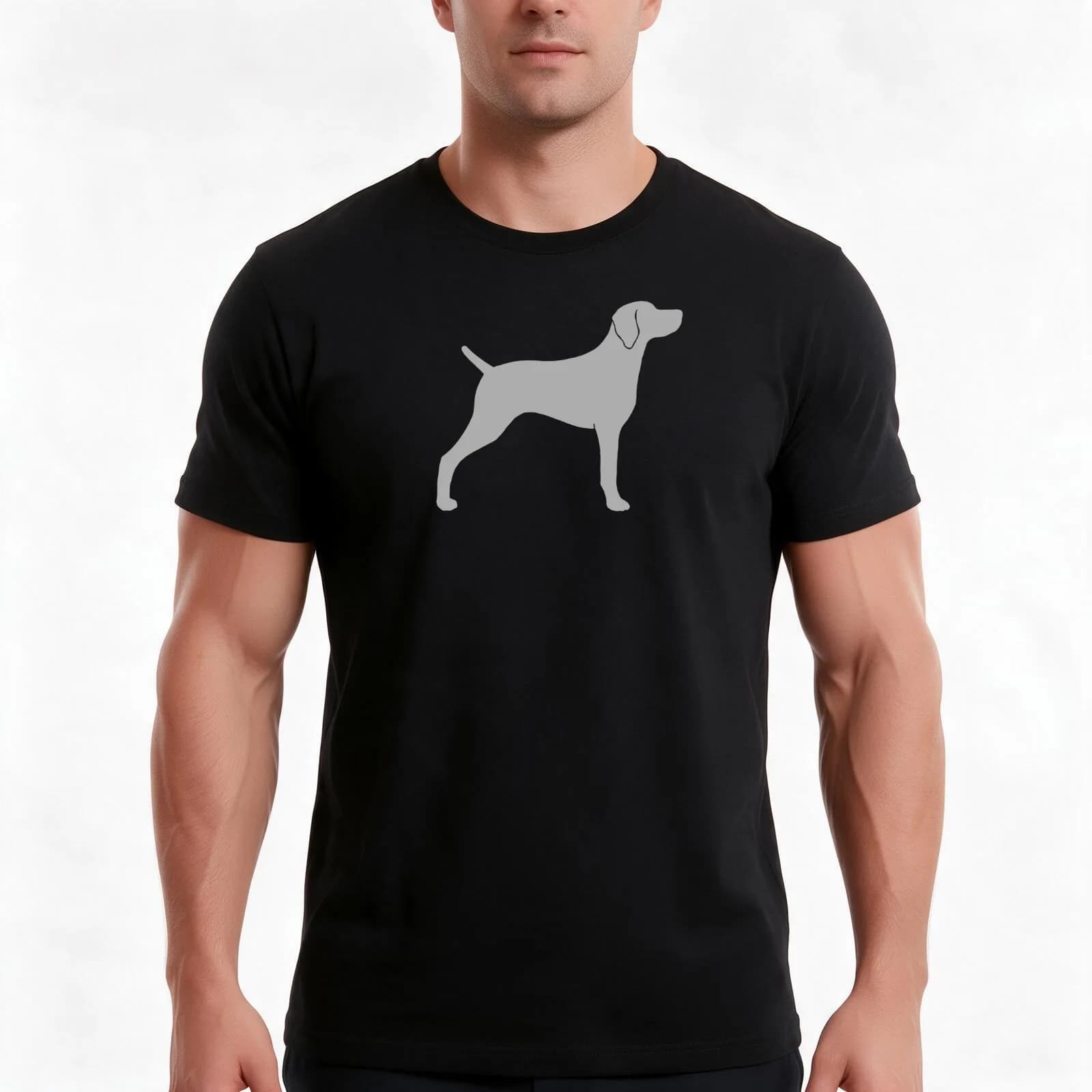 Weimaraner Silhouette(s) T-Shirt, Summer Casual Cotton Tee, Oversized Streetwear Tops, Vintage Graphic Print, Unisex Men Women
