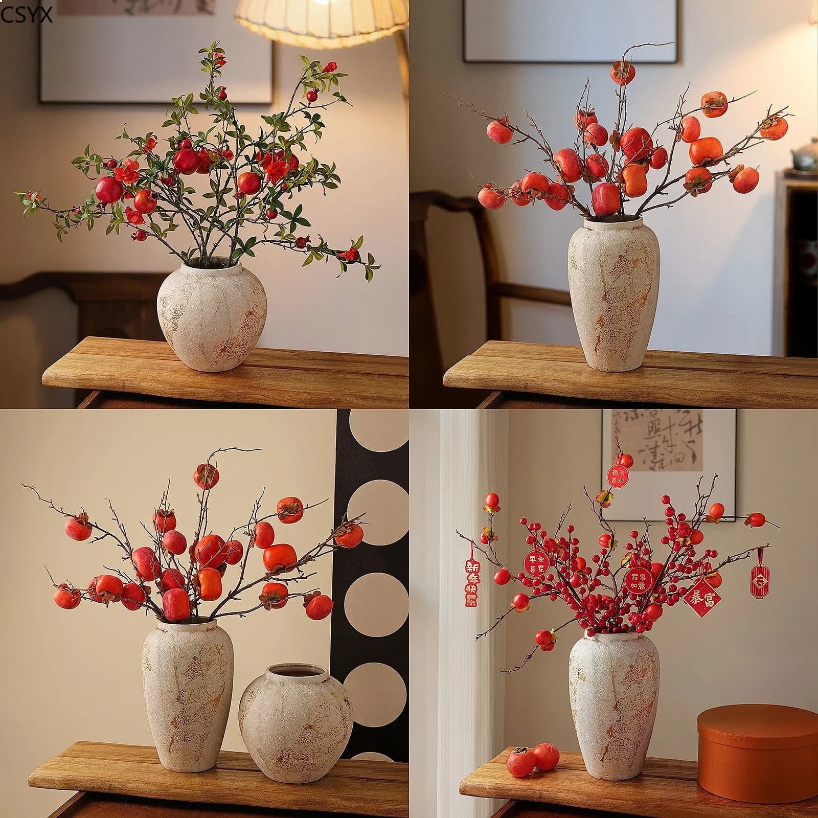 Wabi-Sabi Vase Decor for Home Living Room Entryway Tabletop, Housewarming New Year Gift Idea