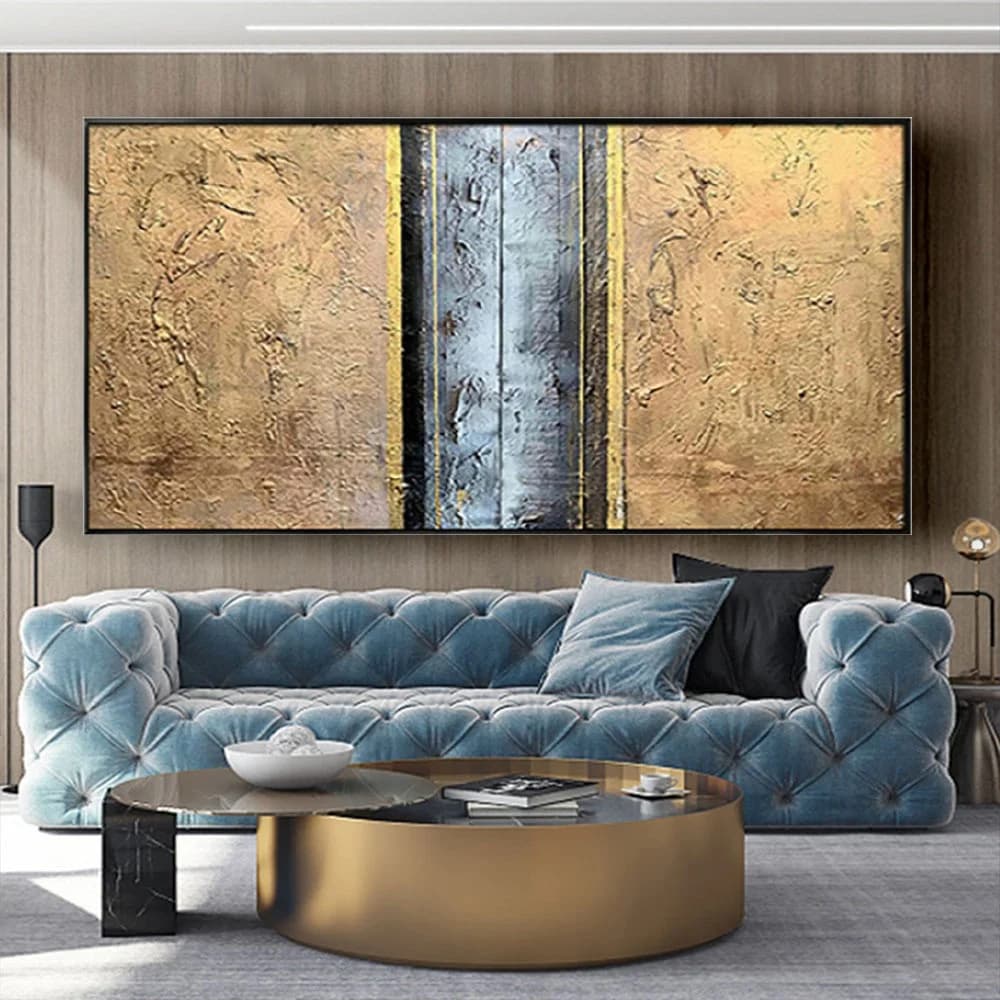 Handmade Gold Foil Abstract Oil Painting on Canvas Modern High-Quality Living Room Wall Art Decor Unique Gift