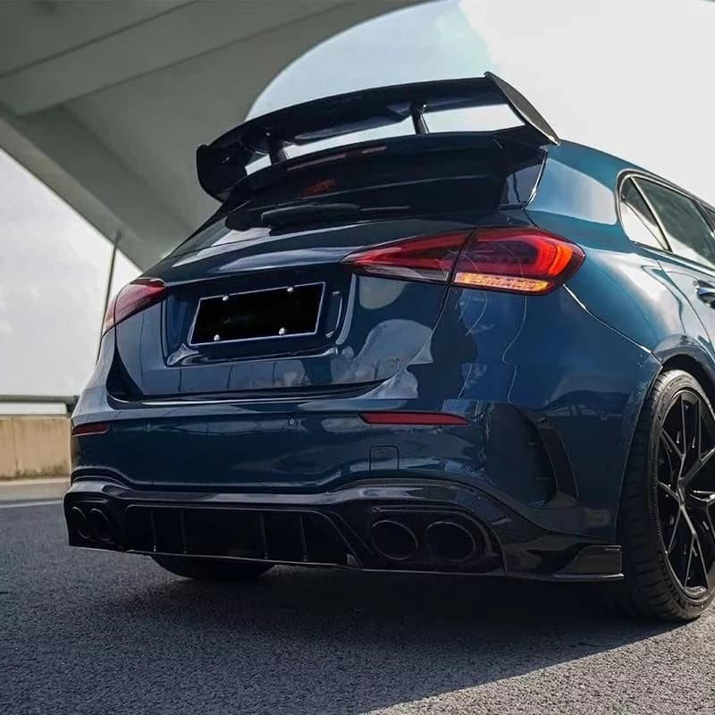 Paktechz Dry Carbon Fiber Body Kit Rear Diffuser Bumper Lip for  W177 a Class Sport A35 A45s Hatchback