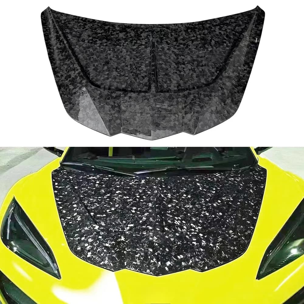 Forged Carbon ST Style Front Hood for Corvette C8 Stingray C8 E-ray Z06 Convertible 2019+ Engine Bonnet