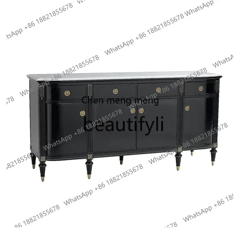 G Retro solid wood dining side cabinet marble against the wall wine cabinet medieval storage storage decorative cabinet