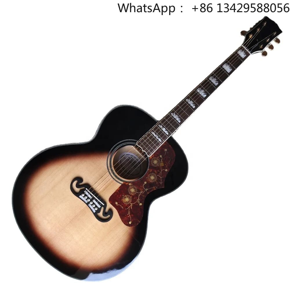 Flyoung Sunburst 43 Inches Acoustic Guitar SJ200 Model Custom Made