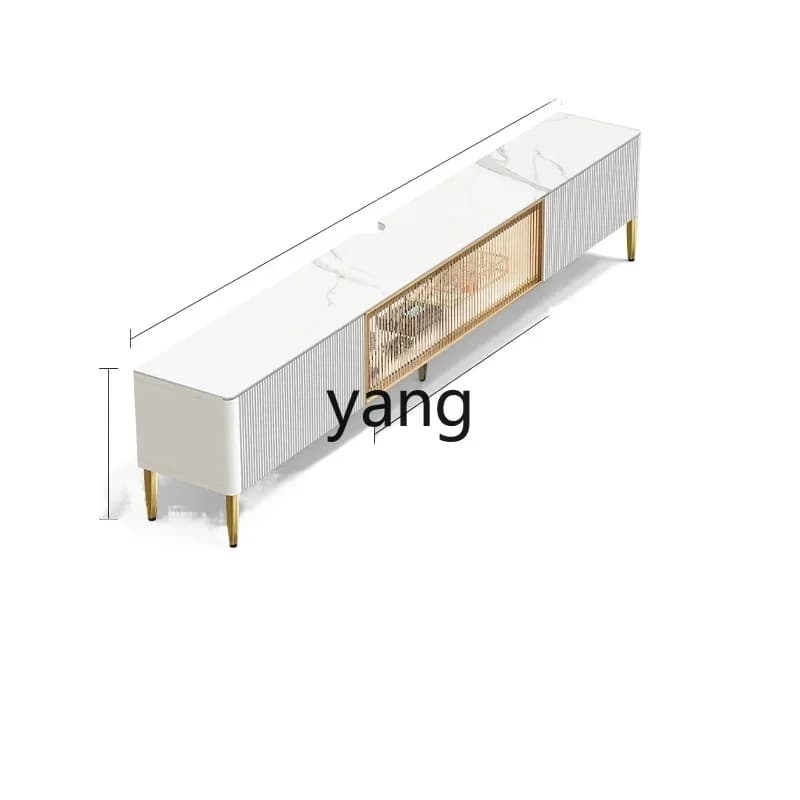 LTT ultra-thin TV cabinet rock slab light luxury coffee table combination living room modern simple small apartment solid wood