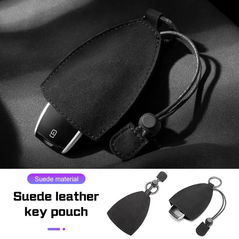 For Porsche Panamera Macan 718 Taycan 911 Car Key Bag Keychain Storage Suede Leather Creative Key Pouch Key Case Cover Protect