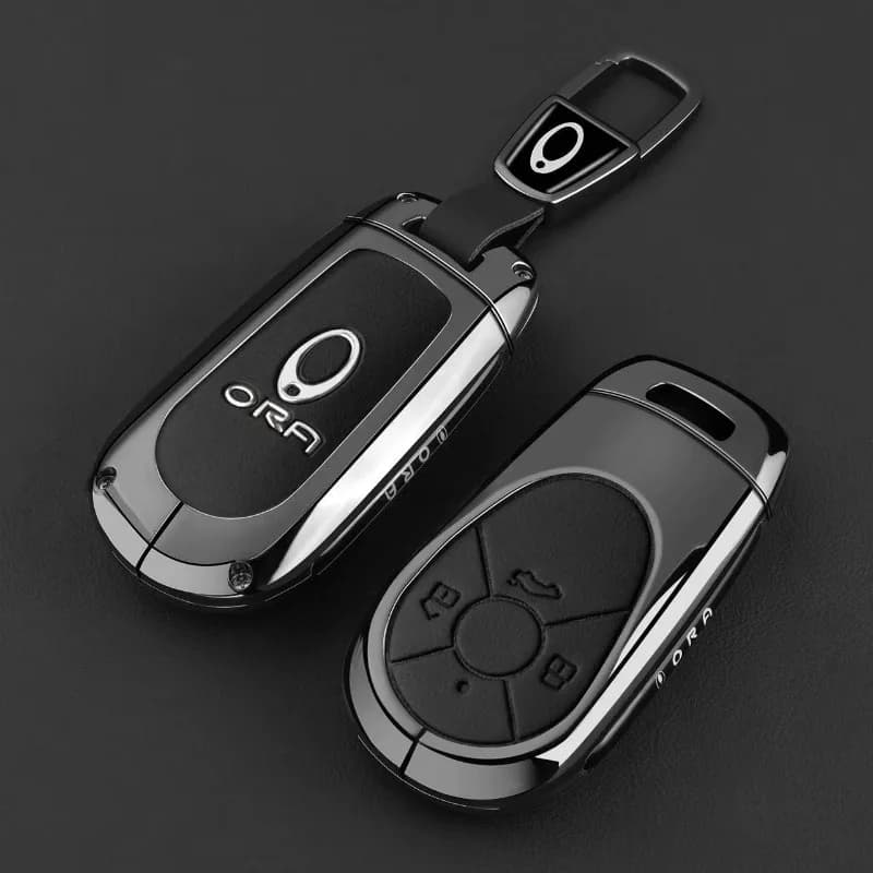 Zinc Alloy Key Fob Cover for ORA 5/Good Cat GT/Ballet Cat/Lightning Cat, Heavy Duty Metal Protective Case Shell with Keychain