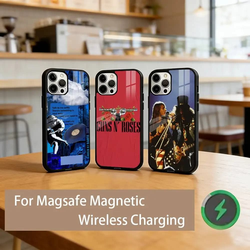 Band G-Guns n R-Roses Phone Case For iPhone17,16,15,14,13,12,11 Plus,Pro Magnetic For Magsafe Wireless Charging