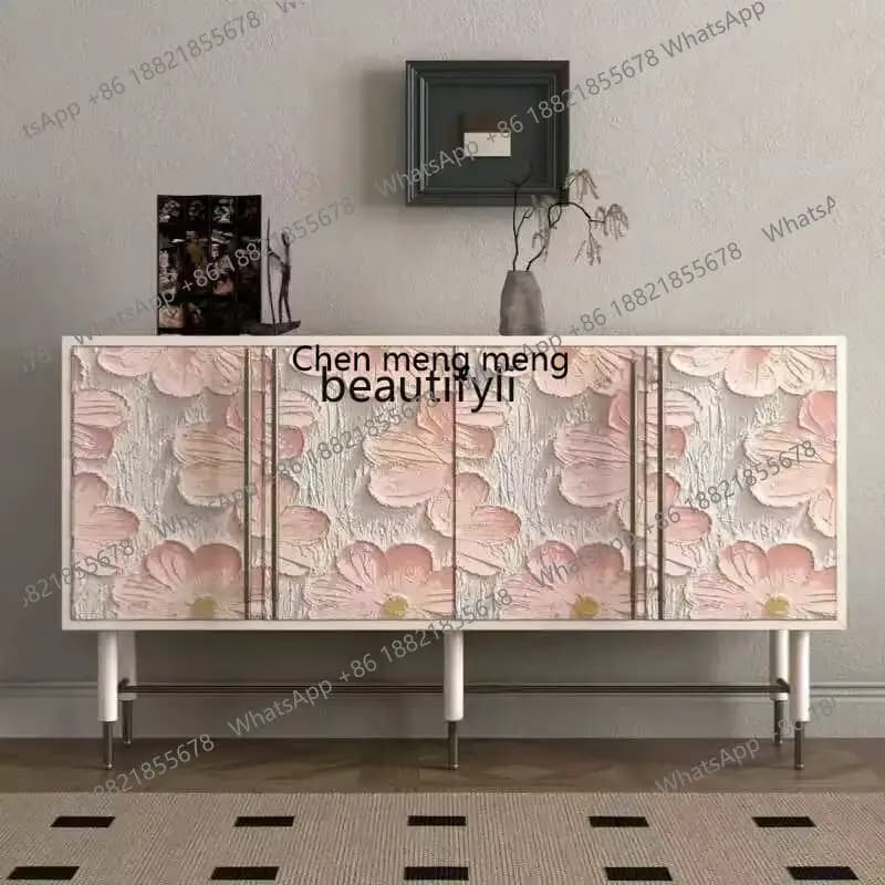Italian light luxury petal dining side, art locker decoration, porch cabinet, designer
