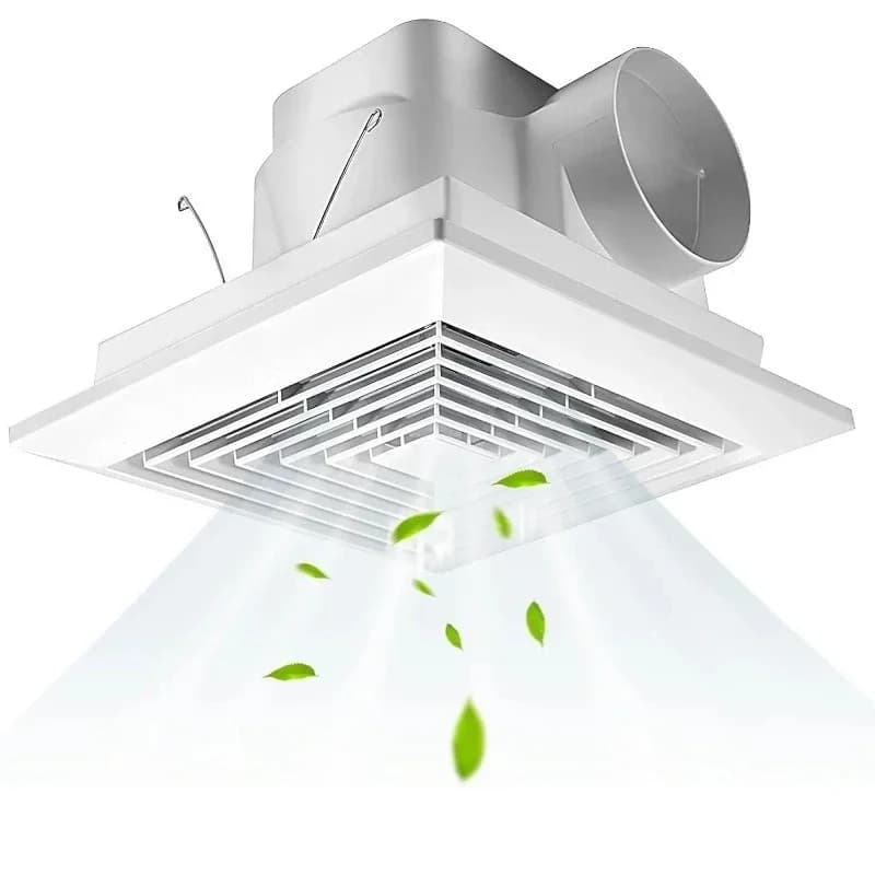 Square bathroom exhaust fan with 4-inch ducted 85V-265V home office shower for easy installation and humidity control