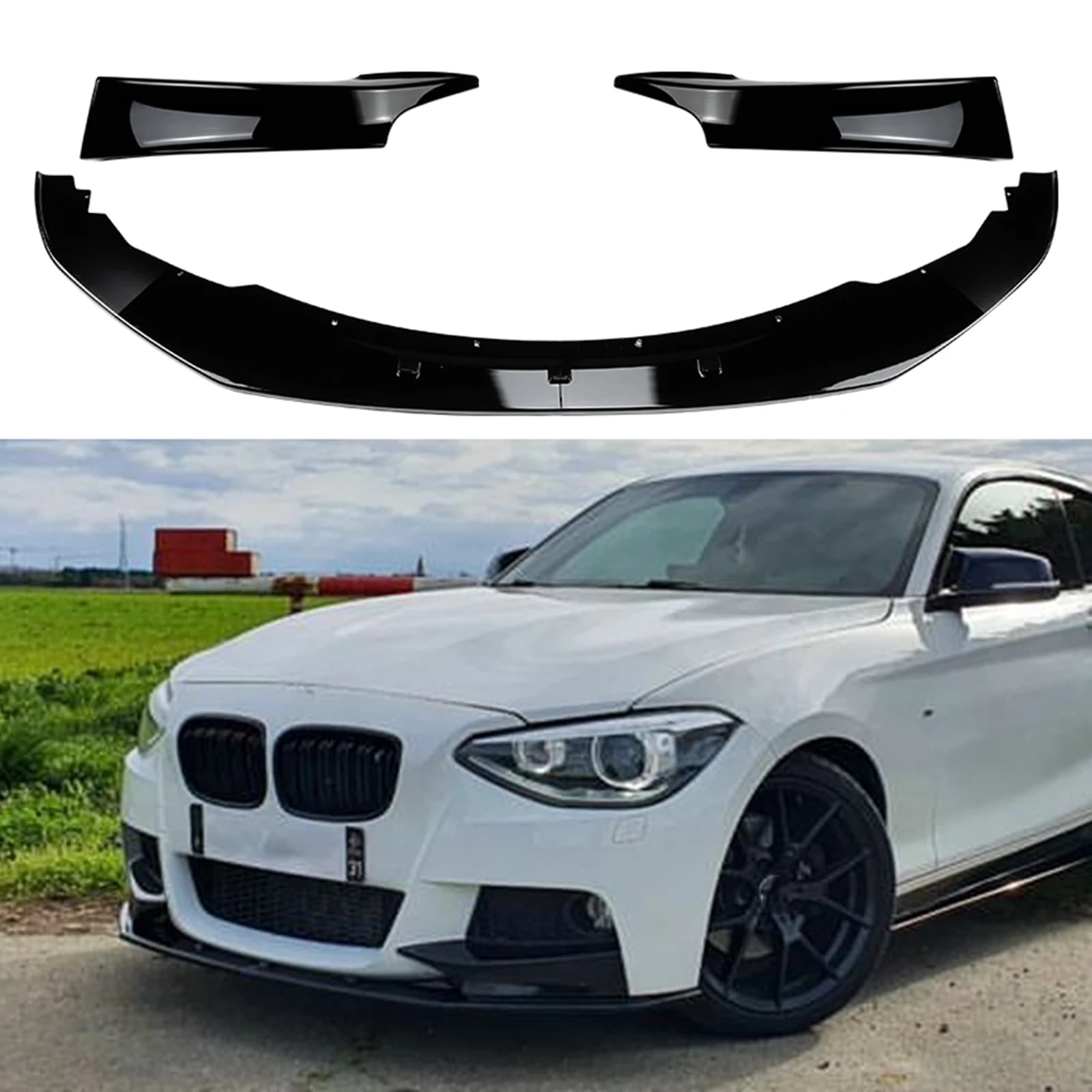 For BMW 1 Series F20 F21 M Sport 2011-2015 118i 120i Front Bumper Splitter Blade Lip +Side Diffuser Spoiler Cover Trim Protector