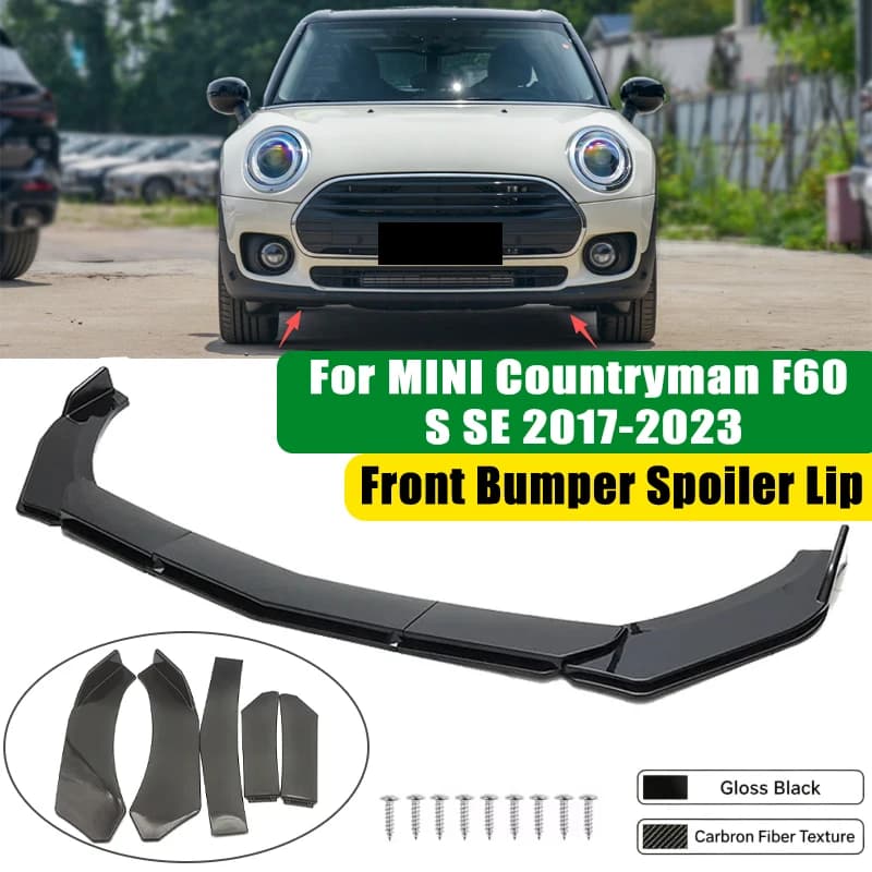 For MINI Countryman F60 S SE 2017- 2023 5Pcs ABS Car Front Bumper Lip Spoiler Splitter Body Kit Canard Tuning Accessories