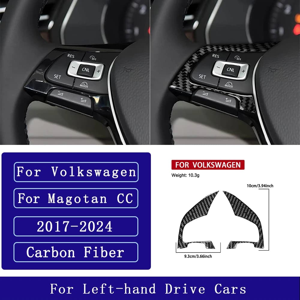 For Volkswagen Magotan CC 2017-2024 Carbon Fiber Steering wheel button panel frame Car Accessories Interior Decorative Stickers