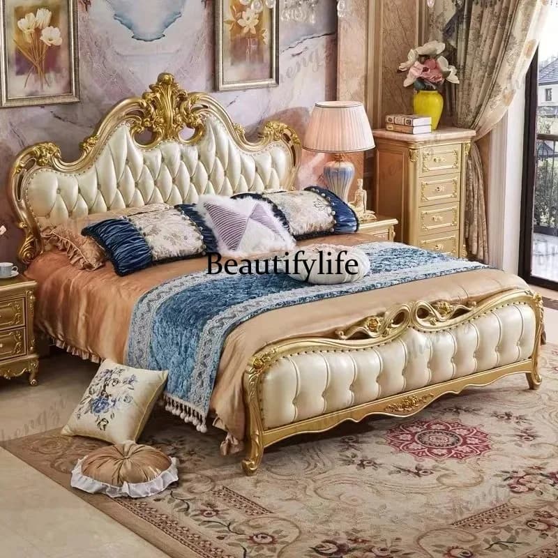 Medium Range Base Double Bed Wooden High Sleeper Adults Full Size Double Bed Bedroom Luxury White Camas De Dormitorio Furniture