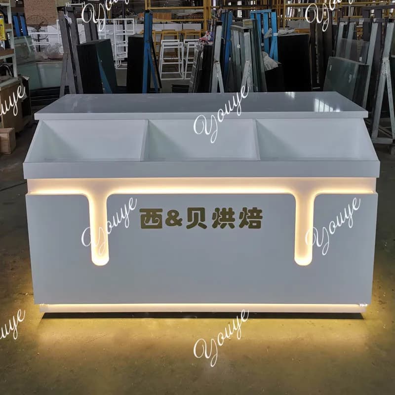 New bakery checkout page reception cake shop counter display baking paint can be customized