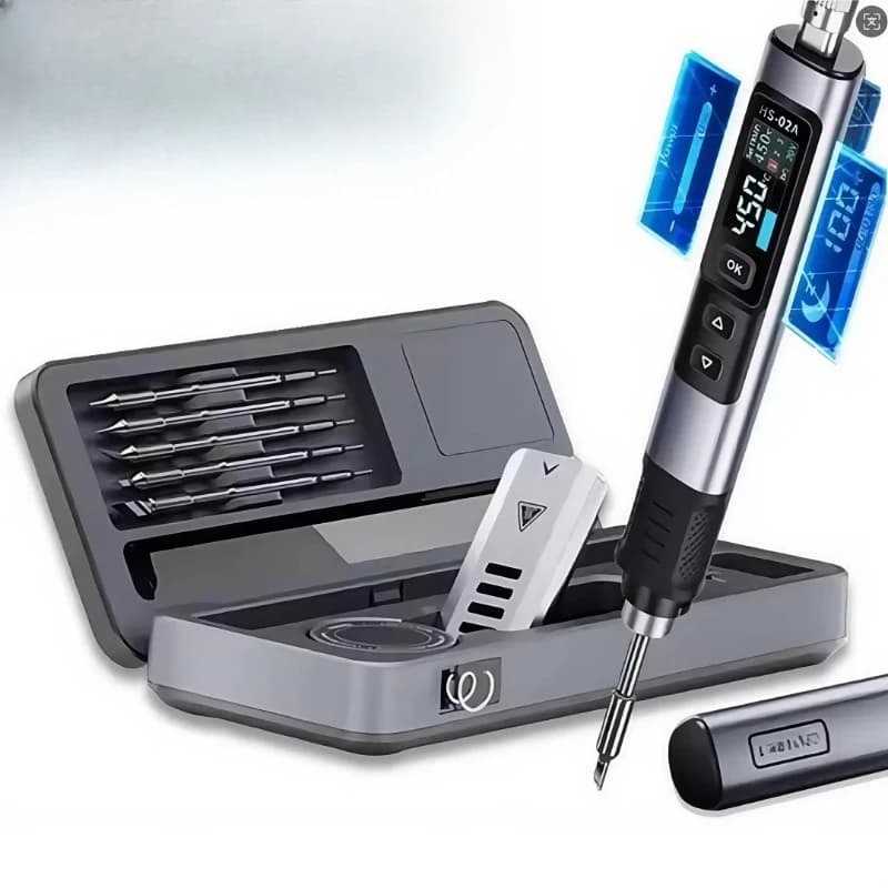 02 Smart Soldering Iron Automatic Sleep 100-450℃ Temperature Rapid Heating PCB Soldering Station Portable Toolbox Kit