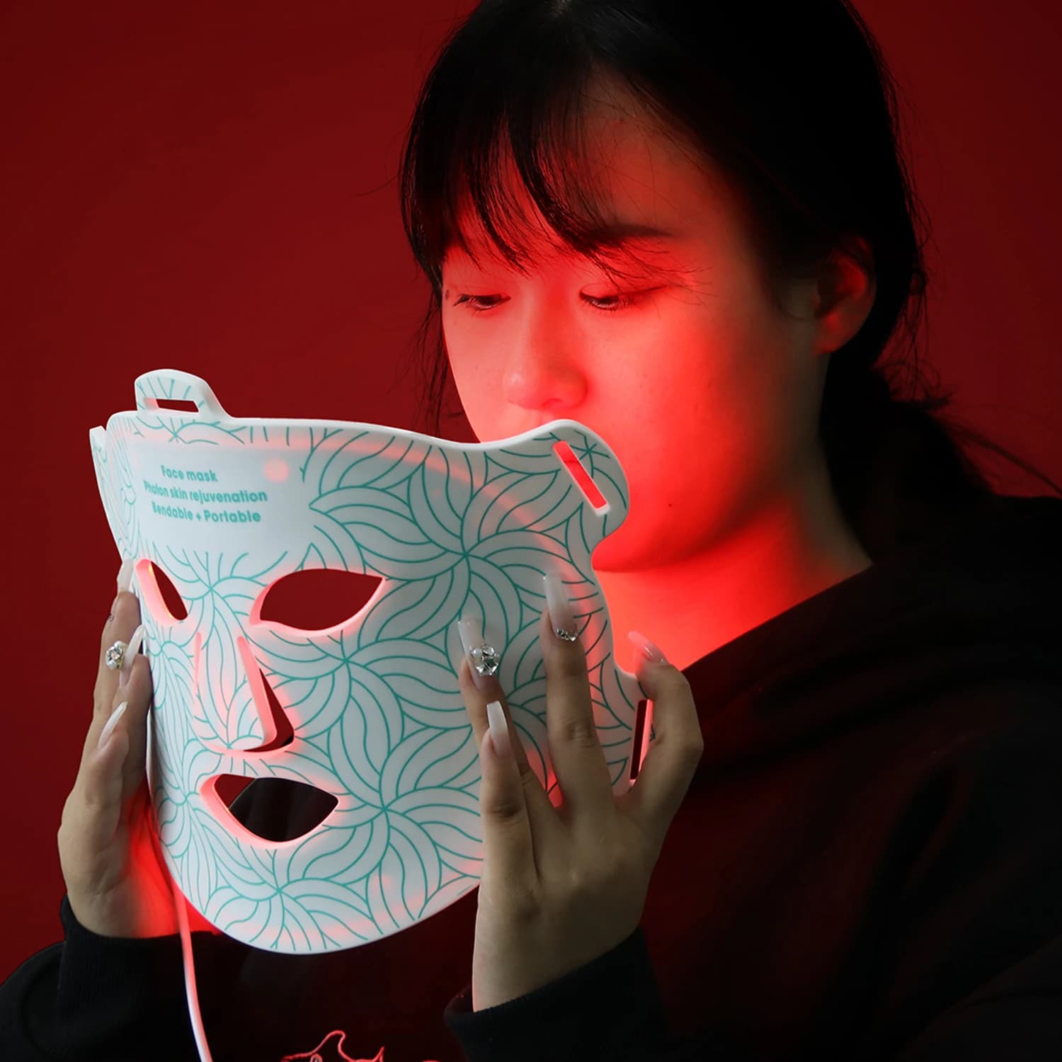 Led Red Light Facial Beauty Mask 4 Color Led Face Mask Light Therapy With 450nm 590nm 630nm & 850nm 4 Wavelength