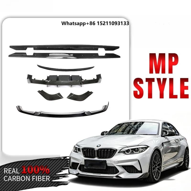 Perfiply Carbon Fiber Front Lip Side Skirts Rear Diffuser Grille Spoiler Bumper MP Style Body Kit for  F87 M2 Coupe 2016-2019